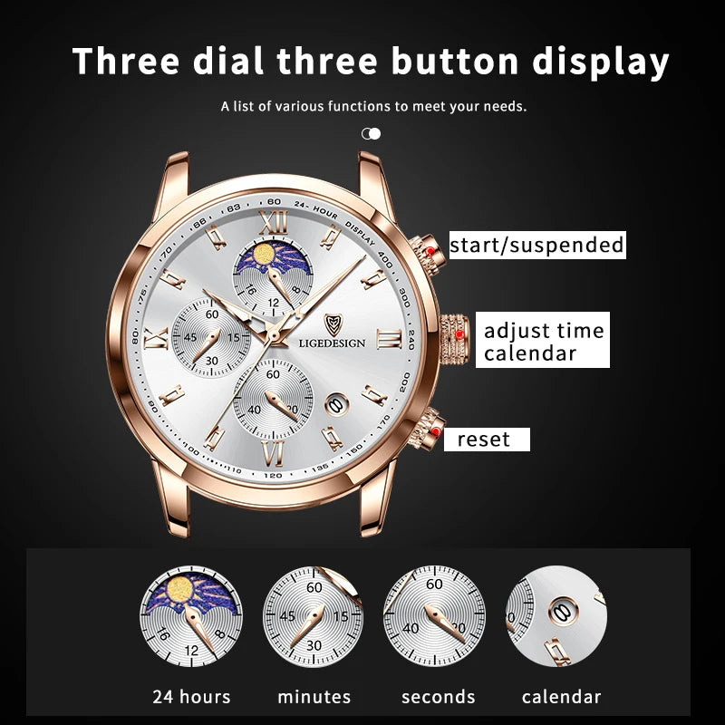 Casual Men Watch Luxury Leather Waterproof Sport