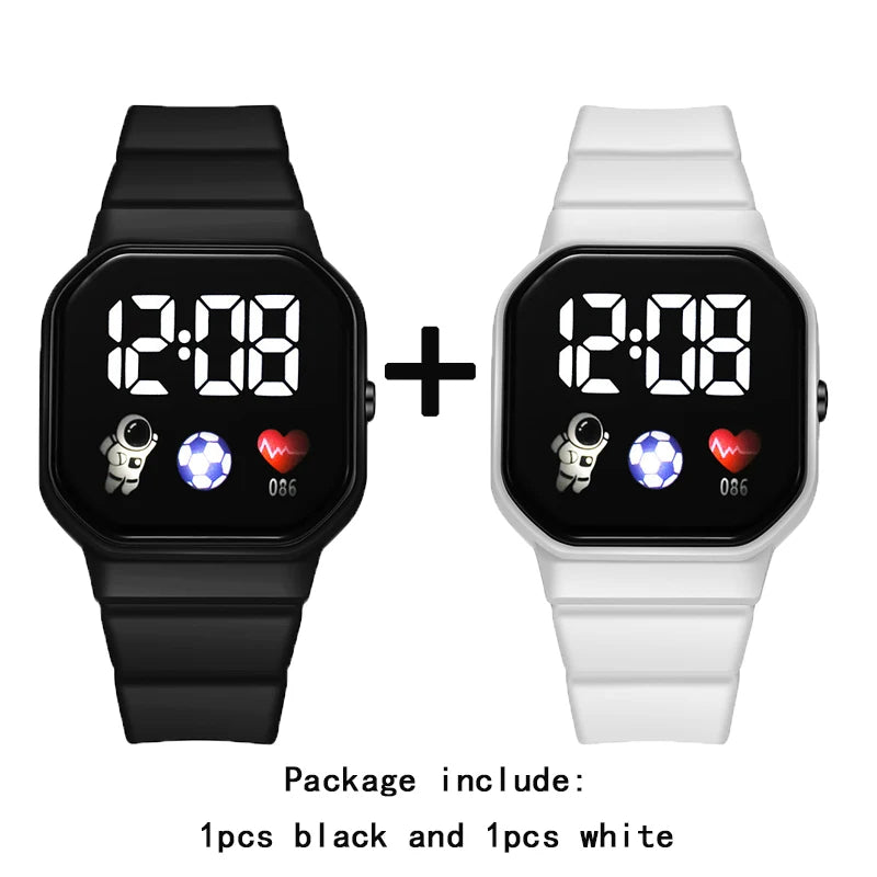 2Pcs/set Kids Watch Students Sports LED Digital