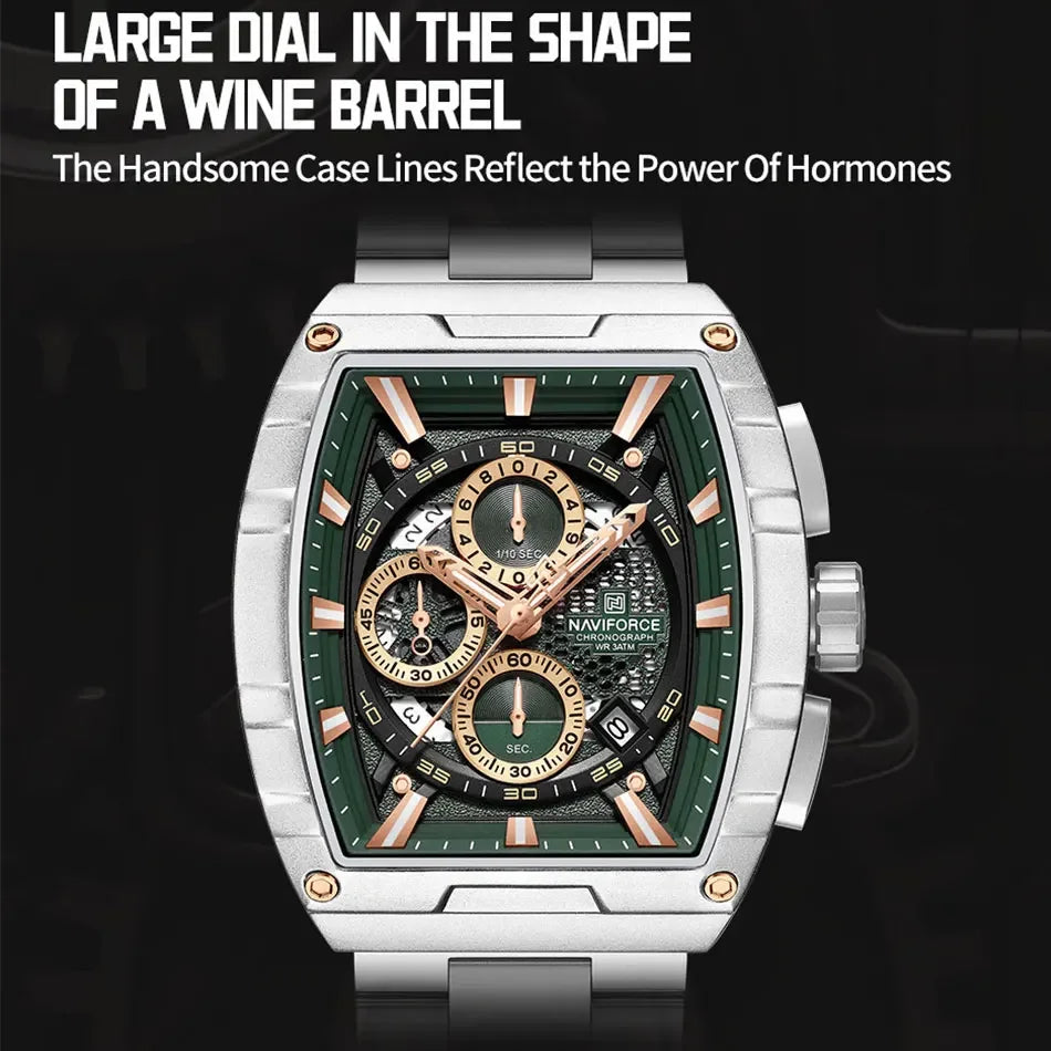 Top Brand Men's Watches Luxury Tonneau Quartz