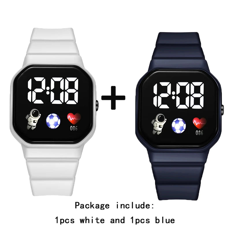 2Pcs/set Kids Watch Students Sports LED Digital