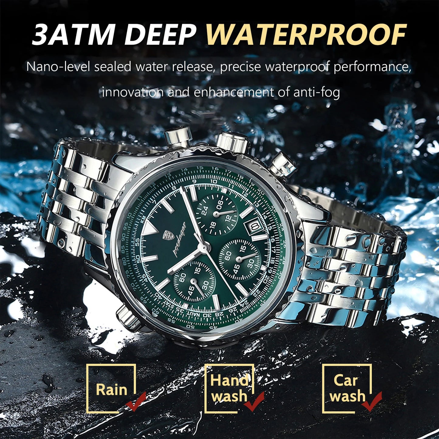 Luxury Watches For Men Date Chronograph Stainless