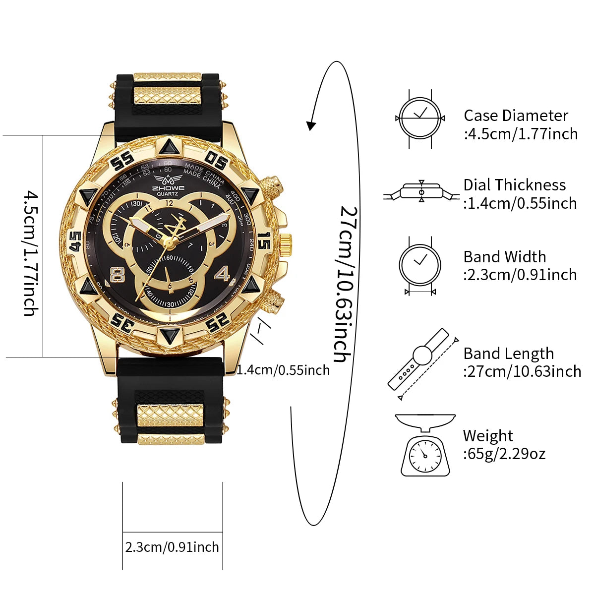 Men’s Watch Fashion Silicone Band Analog Quartz