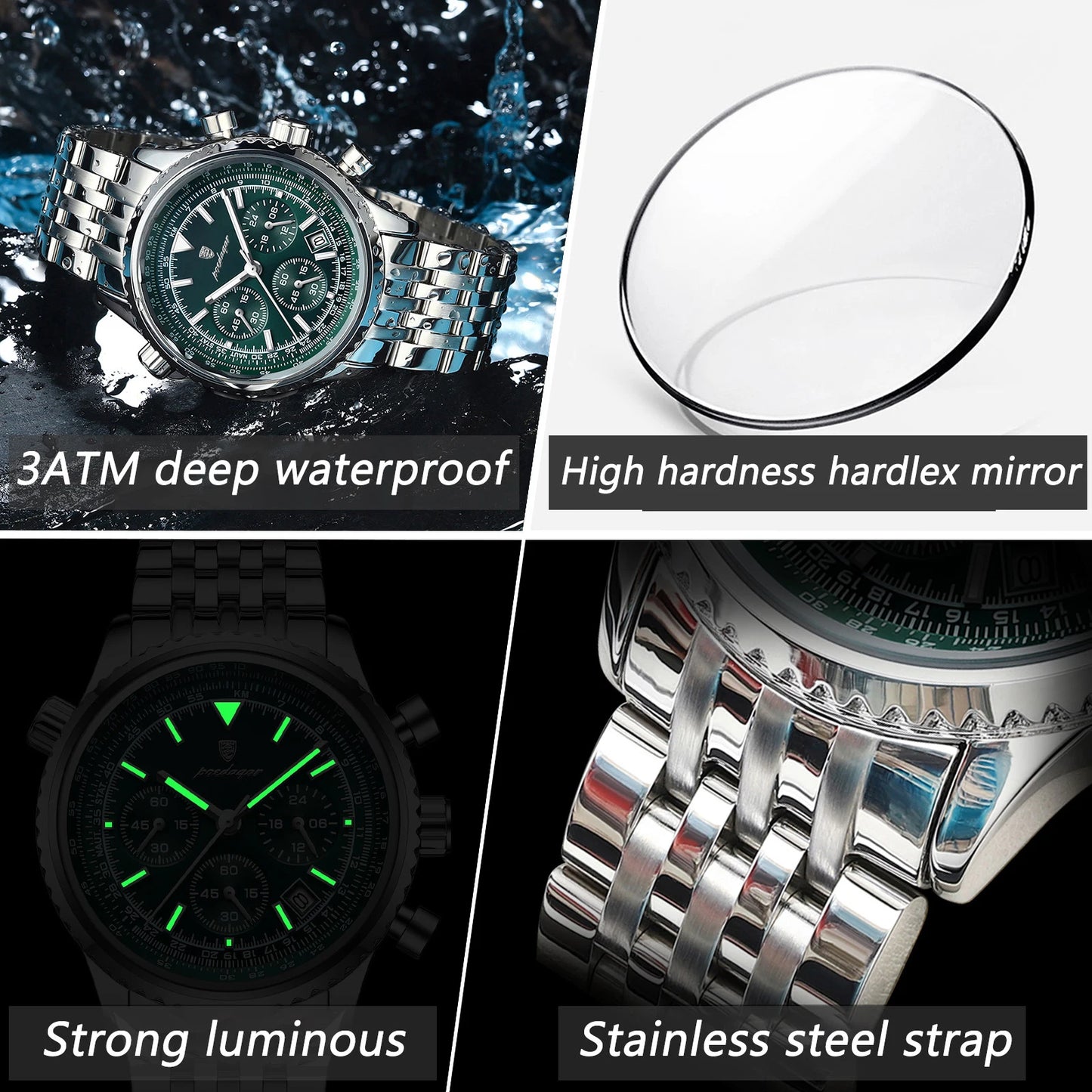Luxury Watches For Men Date Chronograph Stainless