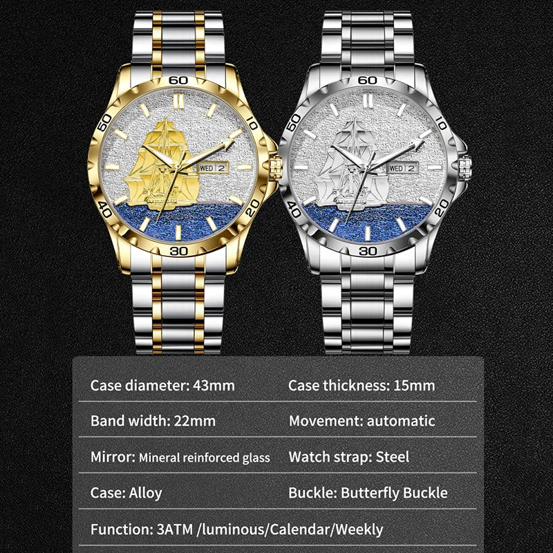 Three Dimensional Sailing Dial Design Luxury Automatic