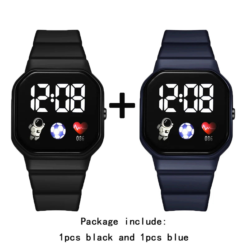 2Pcs/set Kids Watch Students Sports LED Digital