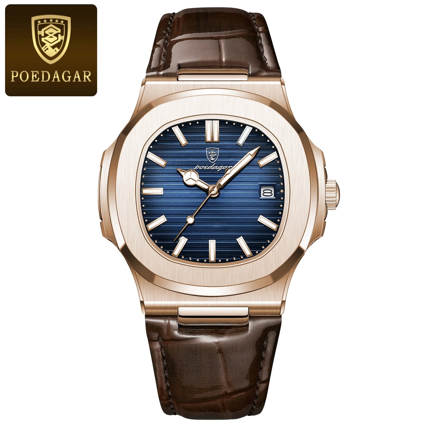 Top Luxury Square Man Watch Date Waterproof