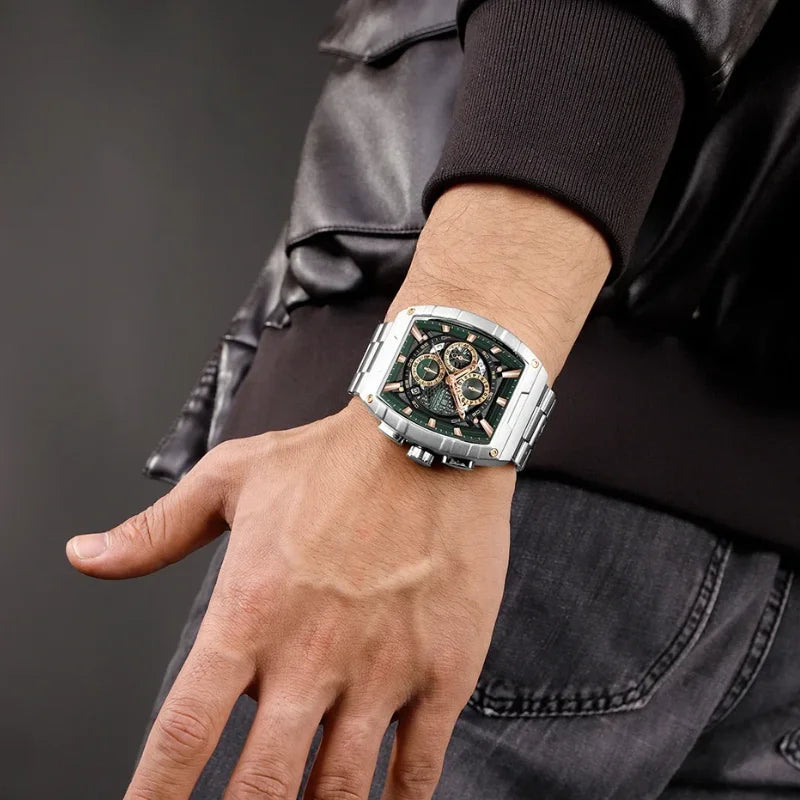 Top Brand Men's Watches Luxury Tonneau Quartz