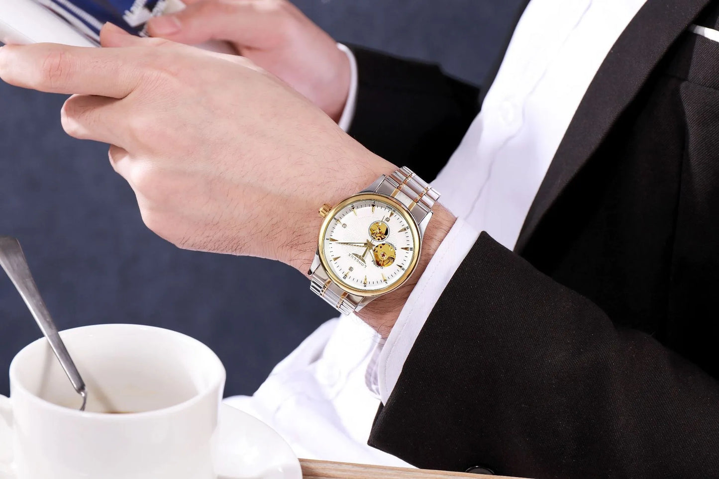 Men automatic mechanical watch elegant luxury