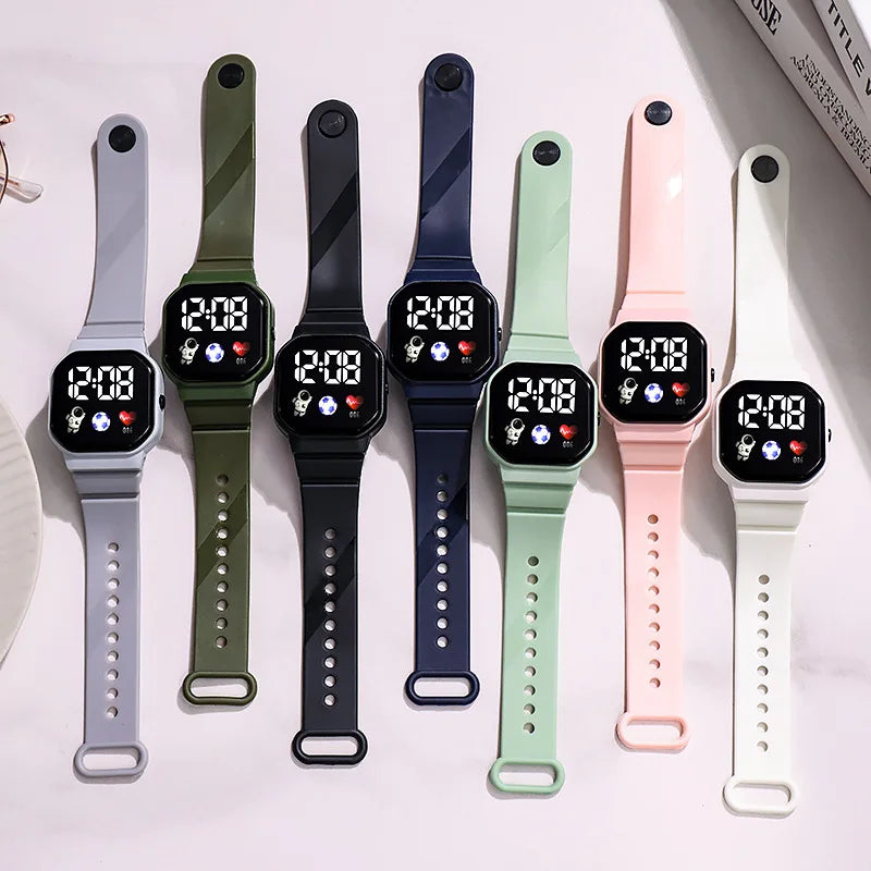 2Pcs/set Kids Watch Students Sports LED Digital