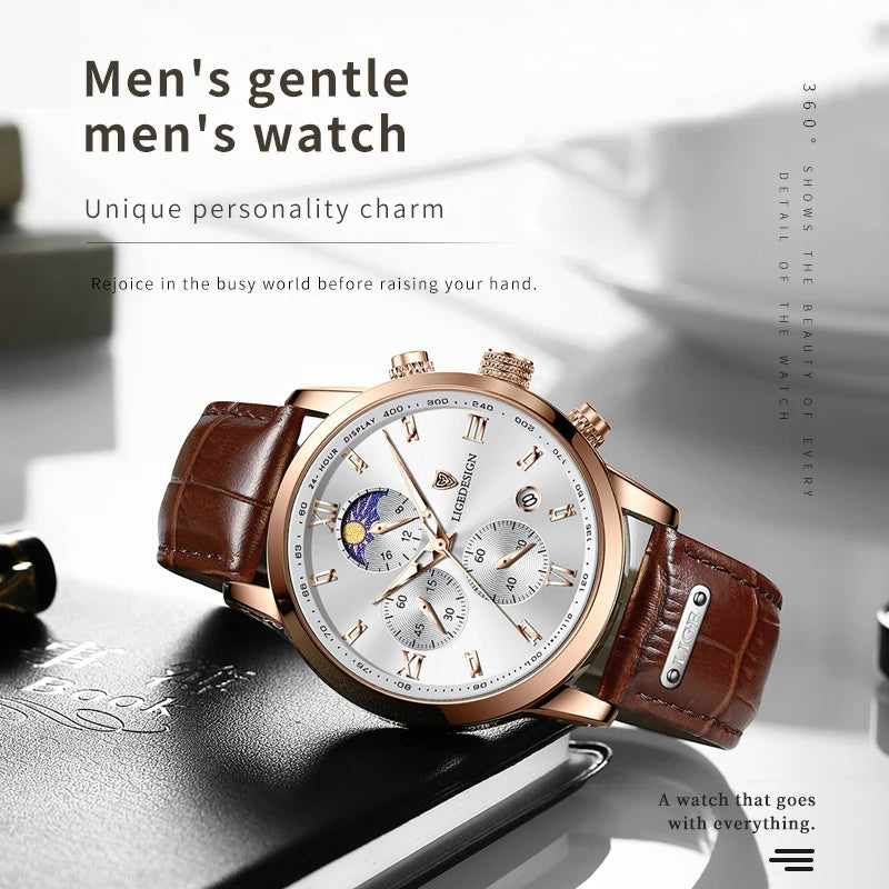 Casual Men Watch Luxury Leather Waterproof Sport