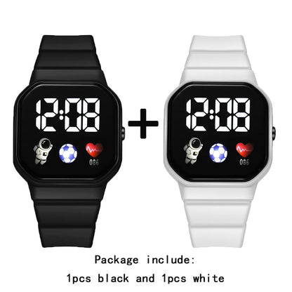 2Pcs/set Kids Watch Students Sports LED Digital