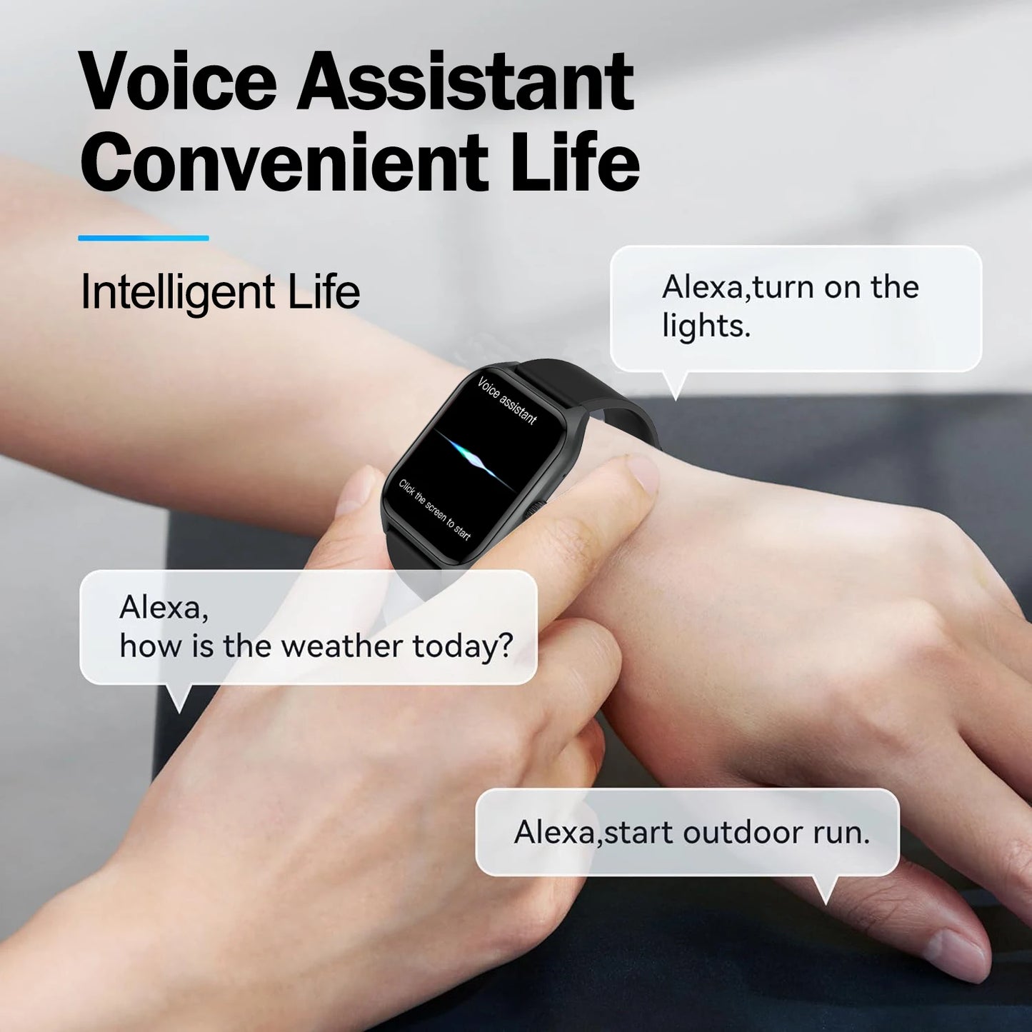 AI Voice Assistant Smart Watch for Men Women, 1.9