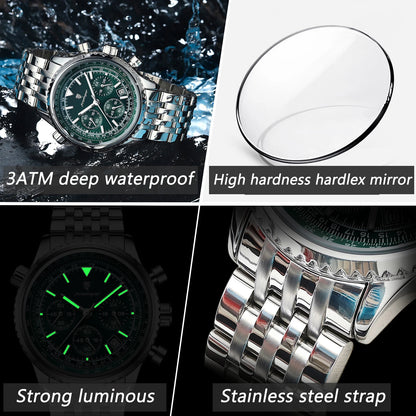Luxury Watches For Men Date Chronograph Stainless