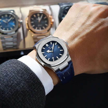 Top Luxury Square Man Watch Date Waterproof