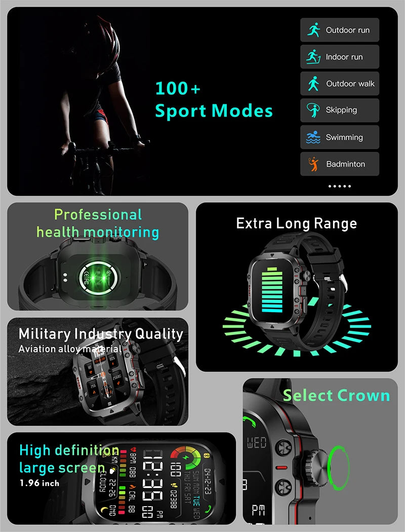 2025 New For Men Military Smart Watch Men IP68