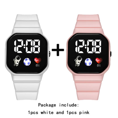 2Pcs/set Kids Watch Students Sports LED Digital