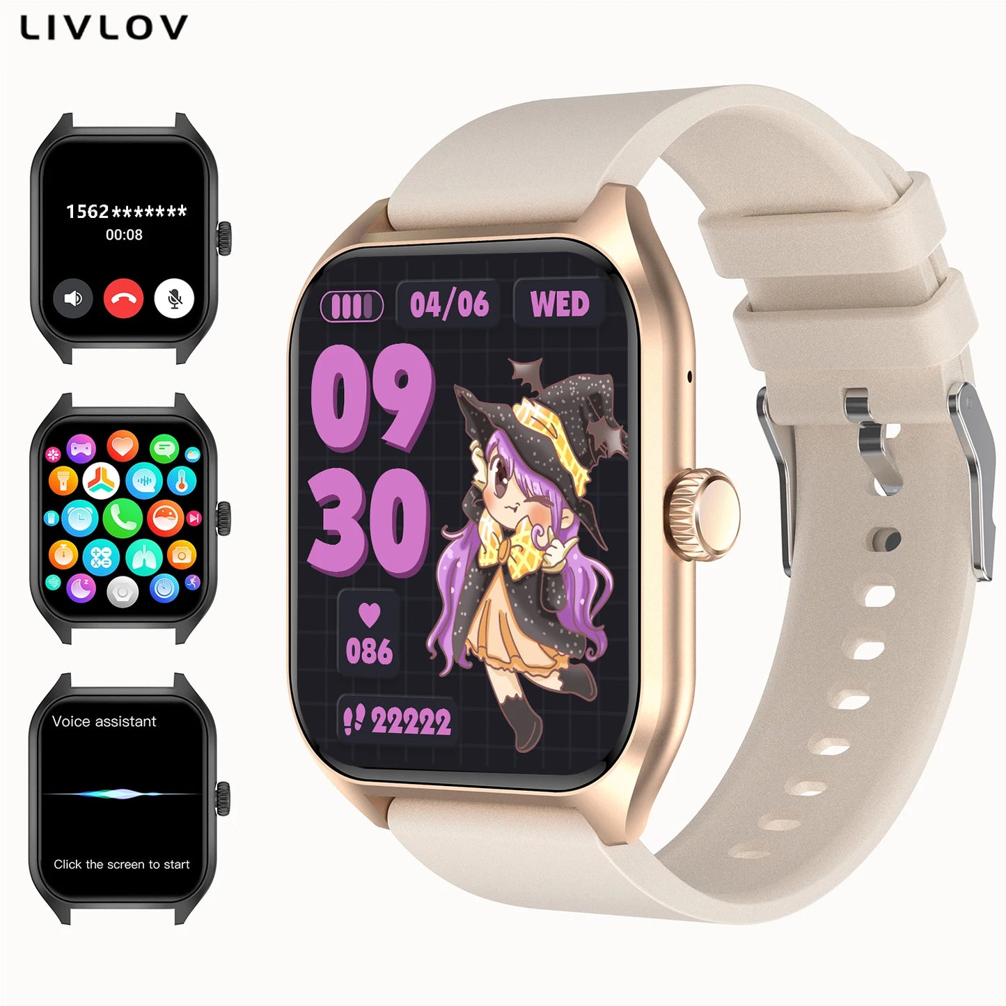 AI Voice Assistant Smart Watch for Men Women, 1.9
