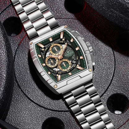Top Brand Men's Watches Luxury Tonneau Quartz
