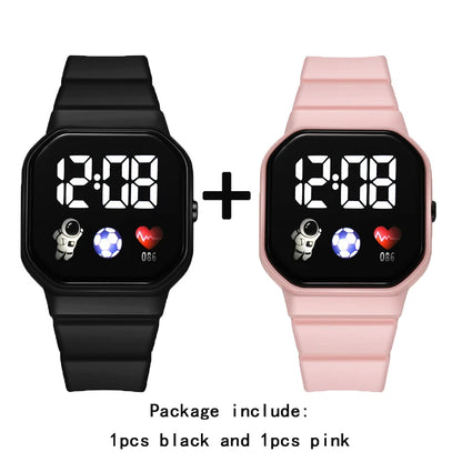 2Pcs/set Kids Watch Students Sports LED Digital