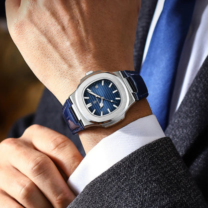 Top Luxury Square Man Watch Date Waterproof